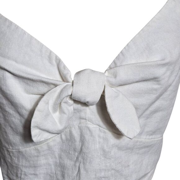 Universal Thread White Bow Detail Linen Blend Crop Top - Picture 2 of 7
